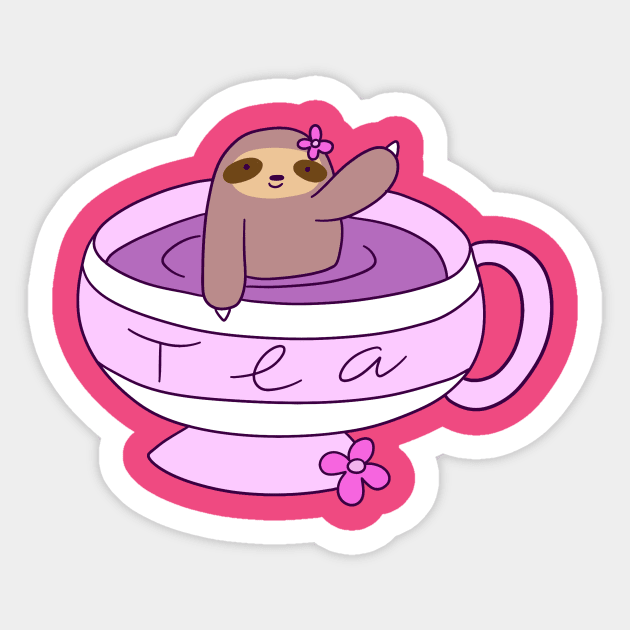 Cup of Tea Sloth Sticker by saradaboru